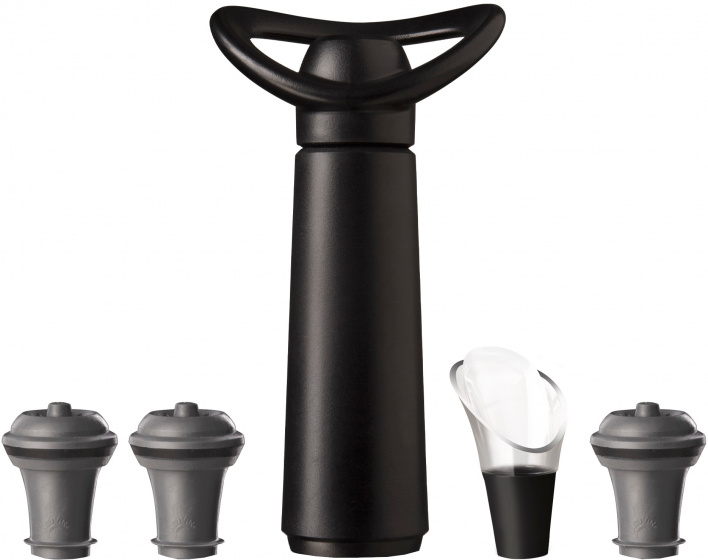 Vacu Vin wijnpomp Concerto vacuüm rubber zwart 5 delig Vacu Vin wijnpomp Concerto vacuüm rubber zwart 5 delig