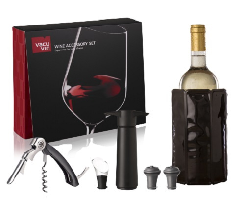 Vacu Vin wijnaccessoires Premium staal zwart 6 delig Vacu Vin wijnaccessoires Premium staal zwart 6 delig
