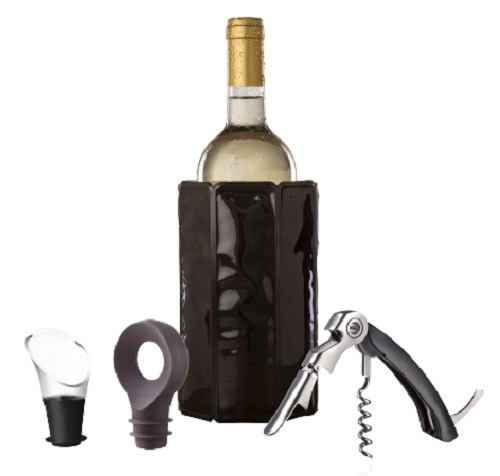 Vacu Vino víno doplnky oceľové čierne 4dielne