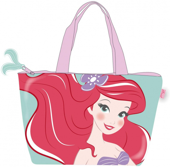 Disney plážová taška ariel 48 x 32 cm PVC/polyester mint/červená