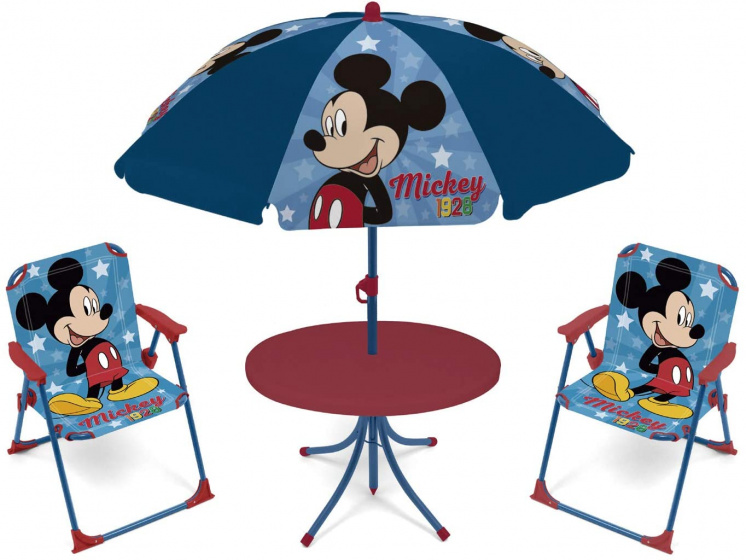 Disney záhradný set so slnečníkom Mickey Mouse modrý 4dielny