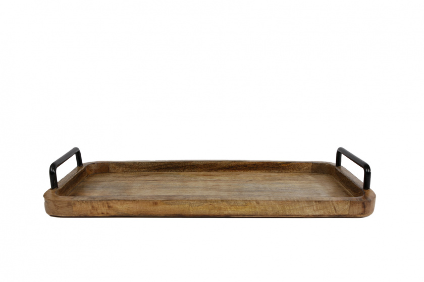 Gifts Amsterdam dienblad 50x24x2,5 cm hout/metaal naturel Gifts Amsterdam dienblad 50x24x2,5 cm hout/metaal naturel