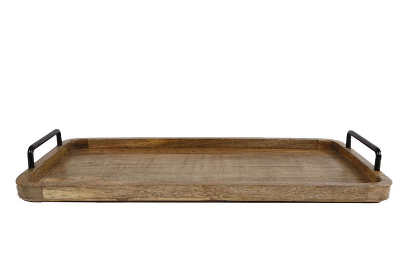 Gifts Amsterdam dienblad 60x33x2,5cm hout/staal naturel/zwart Gifts Amsterdam dienblad 60x33x2,5cm hout/staal naturel/zwart