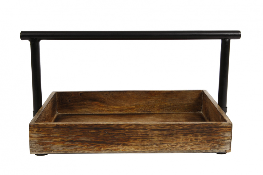 Gifts Amsterdam dienblad Tools 40x26x22cm hout/staal naturel/zwart Gifts Amsterdam dienblad Tools 40x26x22cm hout/staal naturel/zwart