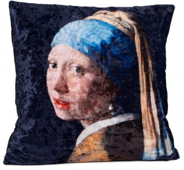 Gifts Amsterdam kussen Meisje met de parel 40 cm katoen zwart Gifts Amsterdam kussen Meisje met de parel 40 cm katoen zwart