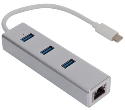 Velleman USB hub 3.1 typ C - USB 3.0 / 8P8C gigabitový ethernet