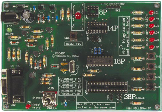 Velleman microcontroller 145 x 100 mm 12v dc 8p/14p/18p/28p