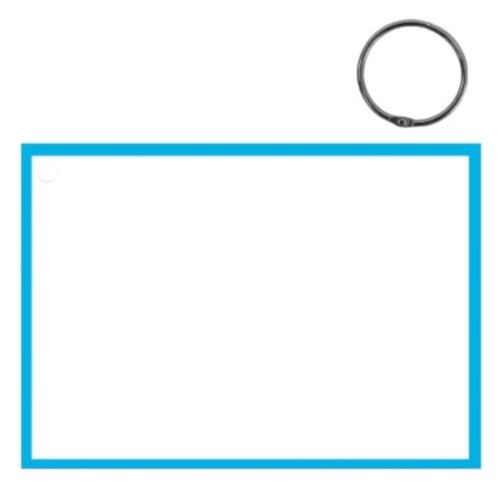 Verhaak flashcard met clipring blanco a6 papier wit/blauw 50 stuks