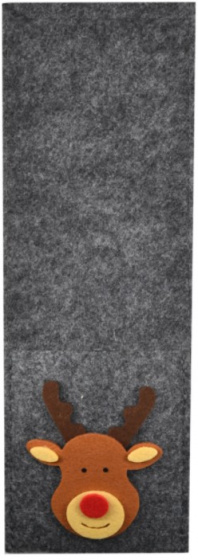 Verhaak vrecko na príbor Kerst 26 x 9 cm filc sivá/hnedá/červená