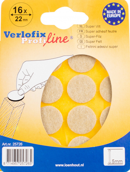 Verlofix filc proti poškriabaniu Profiline 5mm pr.22mm béžová 16 kusov