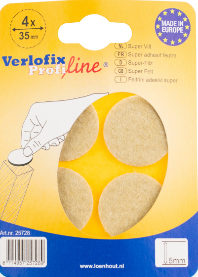 Verlofix filc proti poškriabaniu Profiline 5mm pr. 25 mm béžová 4 kusy