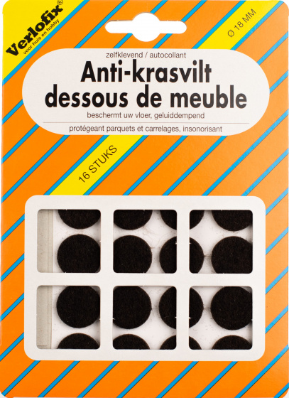 Verlofix filc proti poškriabaniu samolepiaci pr. 18mm hnedá 16 kusov