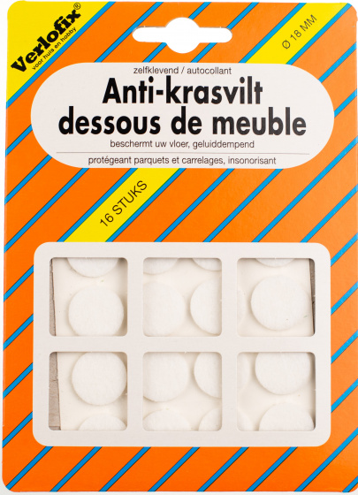 Verlofix filc proti poškriabaniu samolepiaci priemer 18mm biely 16 kusov