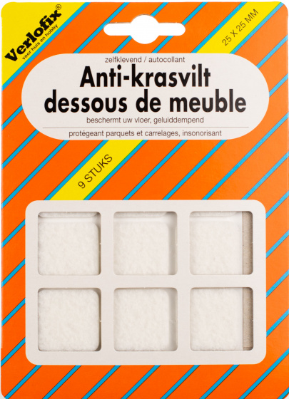 Verlofix filc proti poškriabaniu samolepiaci 25 x 25 mm biely 9 kusov