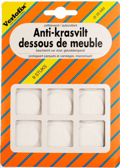 Verlofix filc proti poškriabaniu samolepiaci priemer 28 mm biely 9 kusov