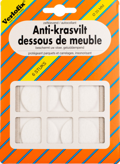 Verlofix filc proti poškriabaniu samolepiaci priemer 35 mm biely 6 kusov