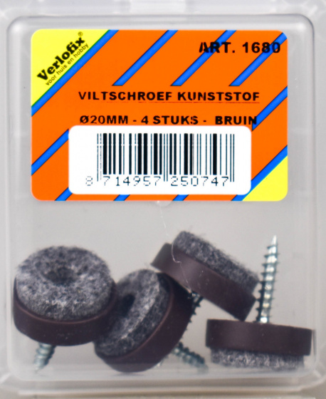 Verlofix skrutka plsteného klzáku pr. 20mm plast hnedý 4ks