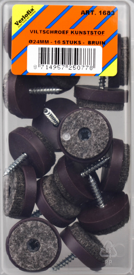 Verlofix skrutka plsteného klzáku pr.24mm plast hnedá 16ks