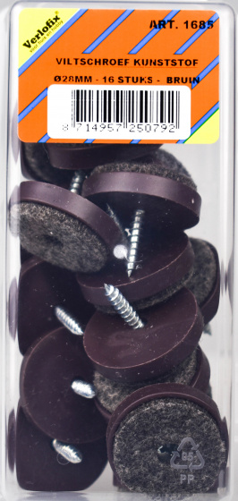 Verlofix Skrutka plsteného klzáku pr.28mm plastový hnedý 16ks