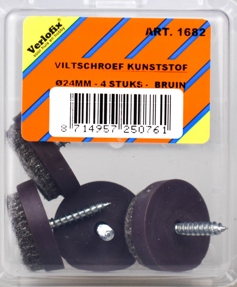 Verlofix skrutka plsteného klzáku pr.24mm plast hnedá 4ks