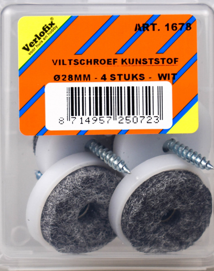 Verlofix skrutka plsteného klzáku pr. 28mm plast biely 4ks