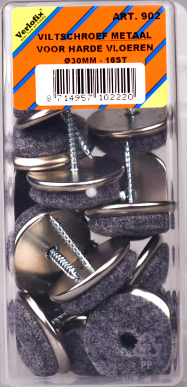 Verlofix plstený klzák so skrutkou priemer 30mm chróm 16ks