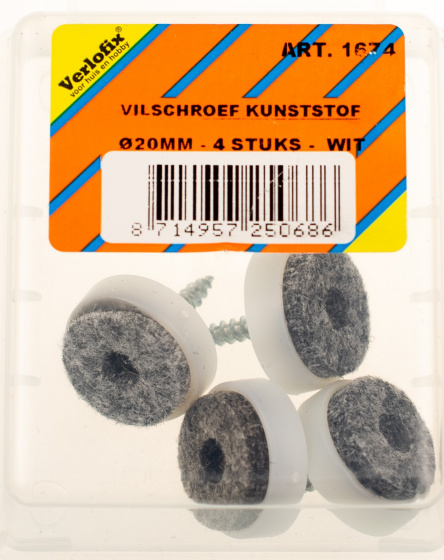 Verlofix plstená skrutka klzáku priemer 20mm plast biely 4ks