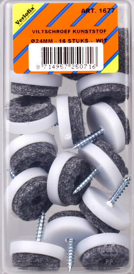 Verlofix plstená skrutka klzáku pr. 24mm plastová biela 16ks