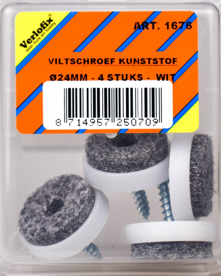 Verlofix skrutka plsteného klzáku pr. 24mm plast biely 4ks