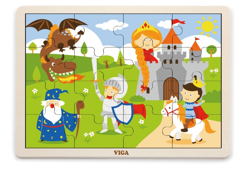 Viga Toys houten legpuzzel kasteel 16 stukjes