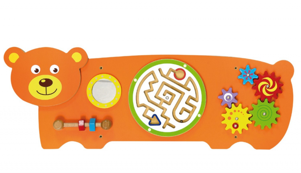 wall game bear 91 x 32 cm wood orange