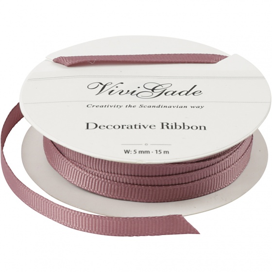 Vivi Gade decoratielint grosgrain 5 mm / 15 meter donkerroze