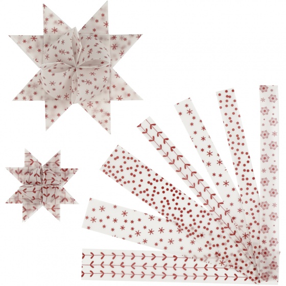 Vivi Gade vlechtstroken vellum papier 44/78 cm rood/wit 48 stuks