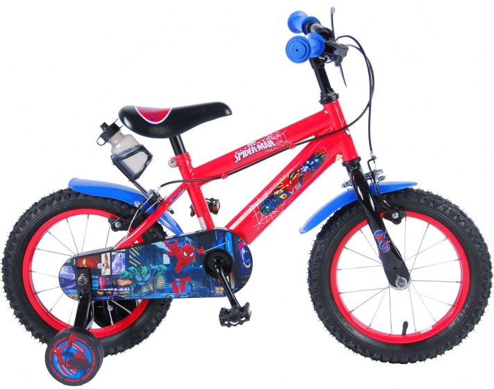 Volare Ultimate Spider Man Kinderfiets Jongens 14 inch Rood Blauw Zwart 2 handremmen - Foto 1