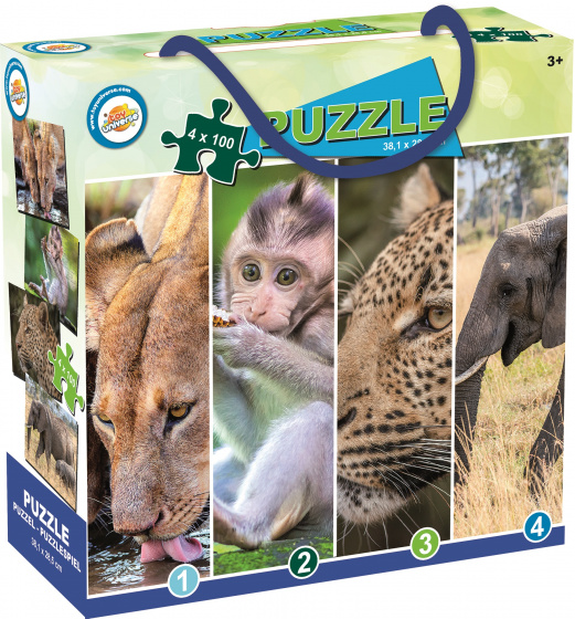 W&O jigsaw puzzle junior 38 x 28,5 cm cardboard purple 4 x 100 pieces