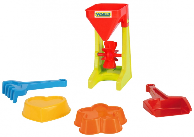 Wader plážový set vodný mlyn 21 cm 5dielny červený