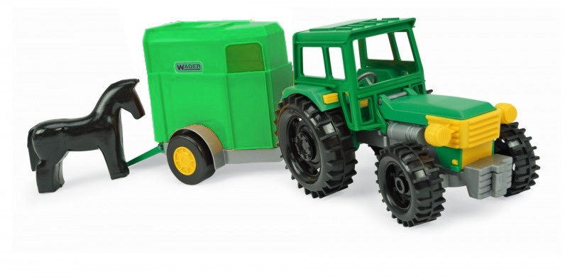 Wader tractor met trailer 36 cm groen