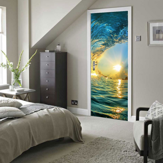 Walplus samolepka na dvere Surf Golf 44 x 200 cm PVC modrá/zelená