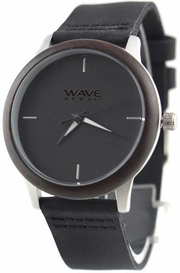 Wave Hawaii hodinky Citizen Miyota dámske 4 cm drevo/koža čierna