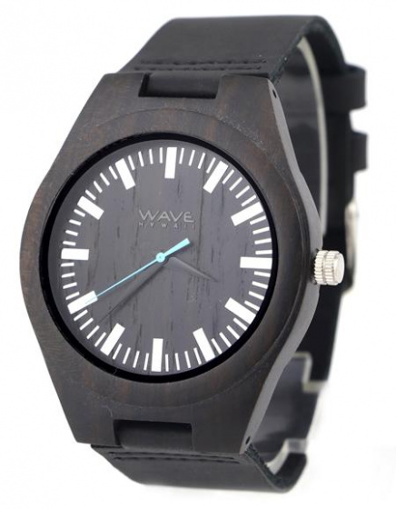 Wave Hawaii hodinky Citizen Miyota pánske 4,5 cm drevo/koža čierna