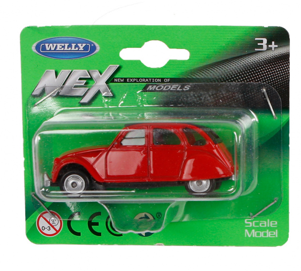 Welly schaalmodel citroën 2cv 6,5 cm alu 1 60 rood