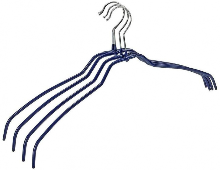 Wenko vešiaky na šaty 42 cm oceľové strieborné/modré 4 kusy