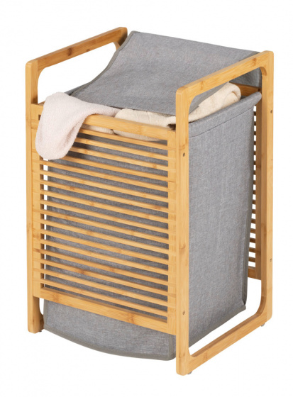 Wenko kôš na bielizeň 43 litrov 40 x 35 x 60 bambus/polyester šedý