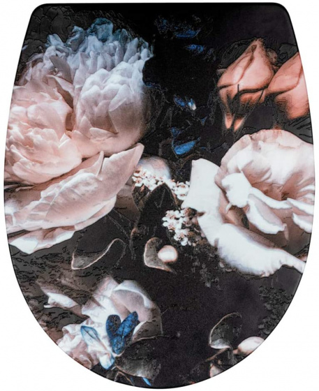 Wenko WC sedátko Pivonka 38 x 44,5 cm duroplast čierna/ružová/biela