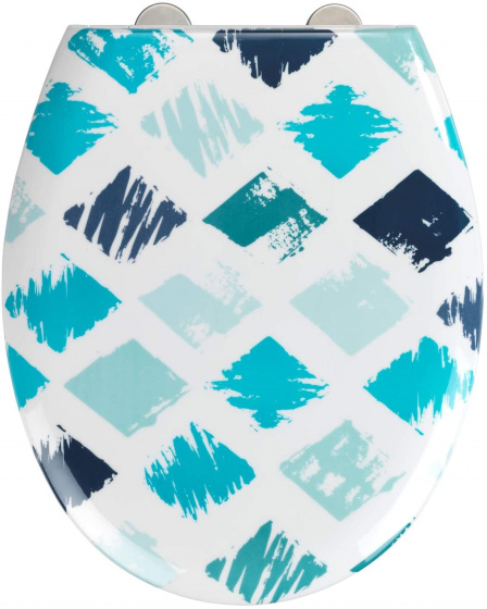 Wenko WC sedátko kosočtvorec 37 x 44,5 cm duroplast biela/modrá