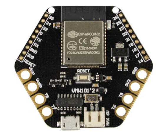 Whadda ontwikkelbord esp32 wearable 56 x 50 x 7,5 mm zwart