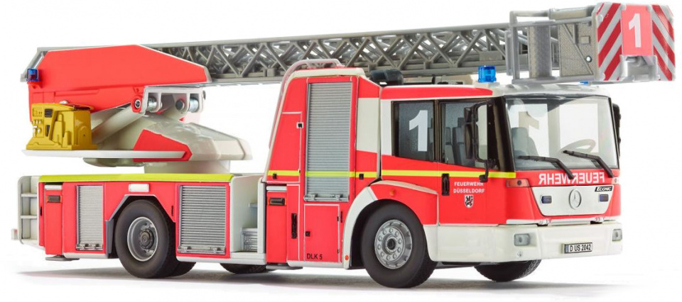 WIKING miniatúrne nákladné auto MB Econic hasičský zinkový tlakový odliatok 1:43 červený