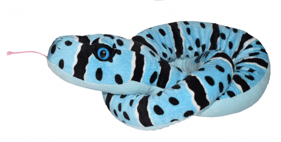 Wild Republic knuffel blue rock ratelslang 137 cm pluche blauw