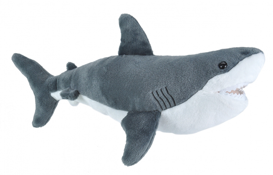Wild Republic knuffel witte haai junior 38 cm pluche wit/grijs