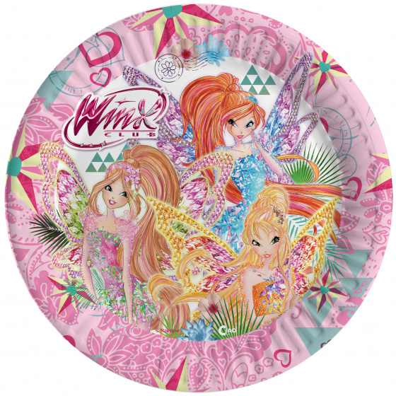 Winx Club párty dosky dievčenské 23 cm kartón ružový 8 ks